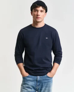 Gant t-paita, REG T LS T-SHIRT Tummansininen
