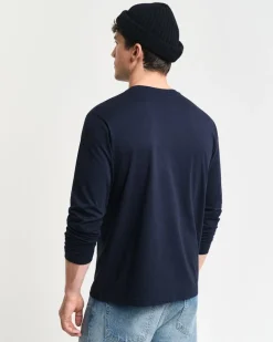 Gant t-paita, REG T LS T-SHIRT Tummansininen
