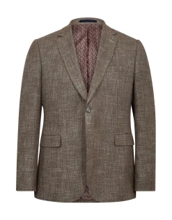 Gino Marcello miesten bleiseri Linen Look Blazer, ruskea kuosillinen