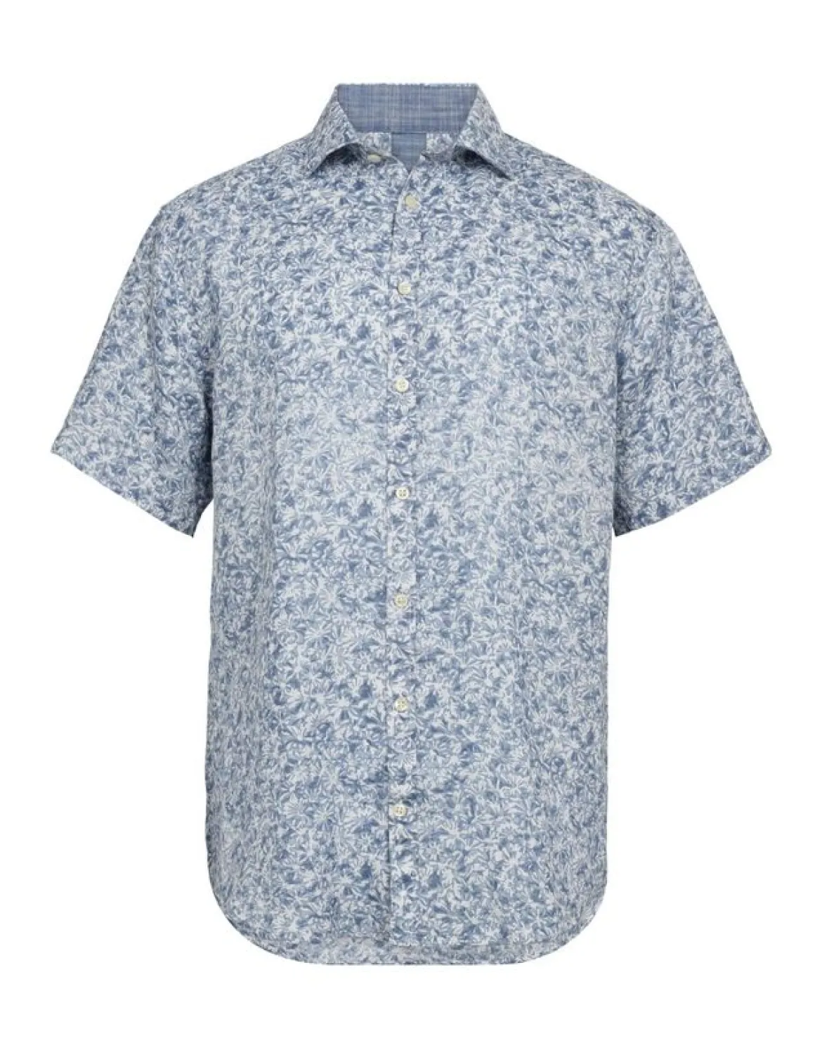 Gino Marcello miesten lyhythihainenkauluspaita Linen Cotton Printed SS Shirt, sininen