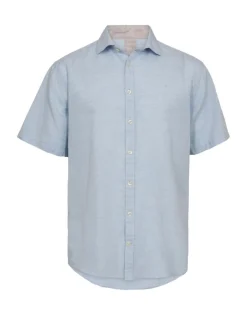 Gino marcello miesten lyhythihainen kauluspaita Linen Cotton SS Shirt, vaaleansininen