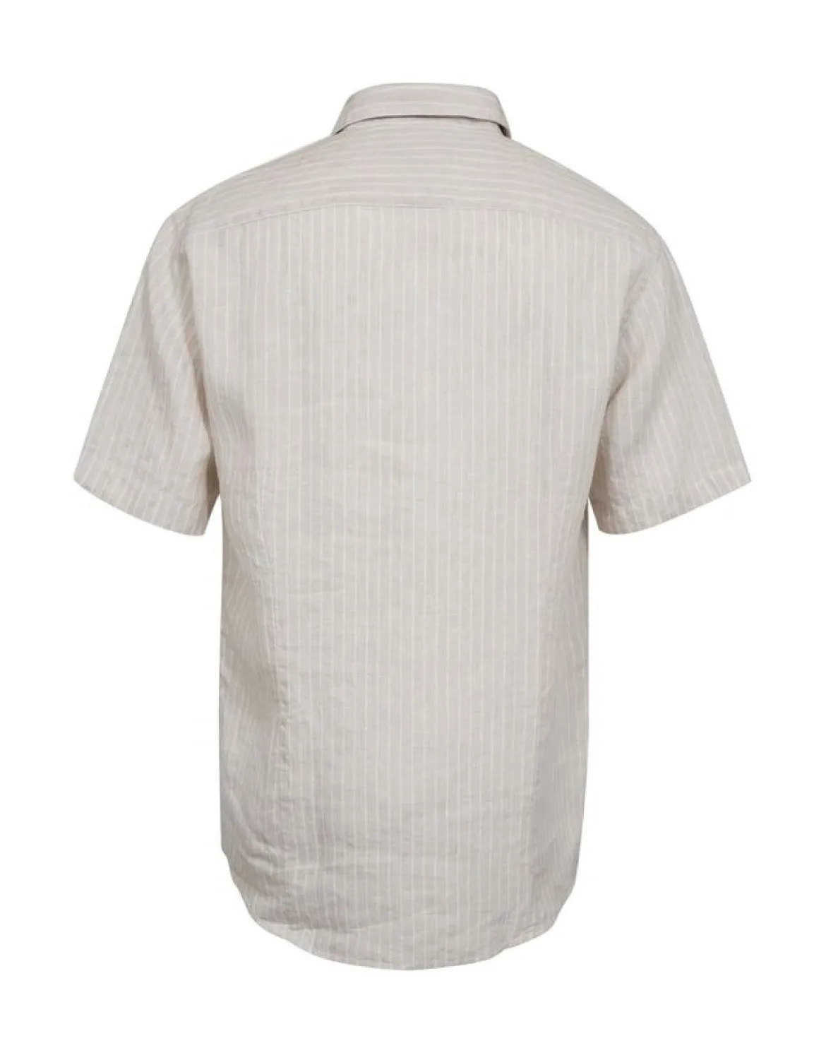 Gino Marcello miesten lyhythihainen kauluspaita Linen Cotton Striped SS Shirt, raidallinen beige