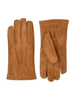 Hestra unisex käsineet ARTHUR SUEDE GLOVE WOOL LINING, konjakinruskea