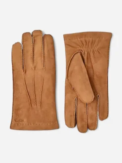 Hestra unisex käsineet ARTHUR SUEDE GLOVE WOOL LINING, konjakinruskea