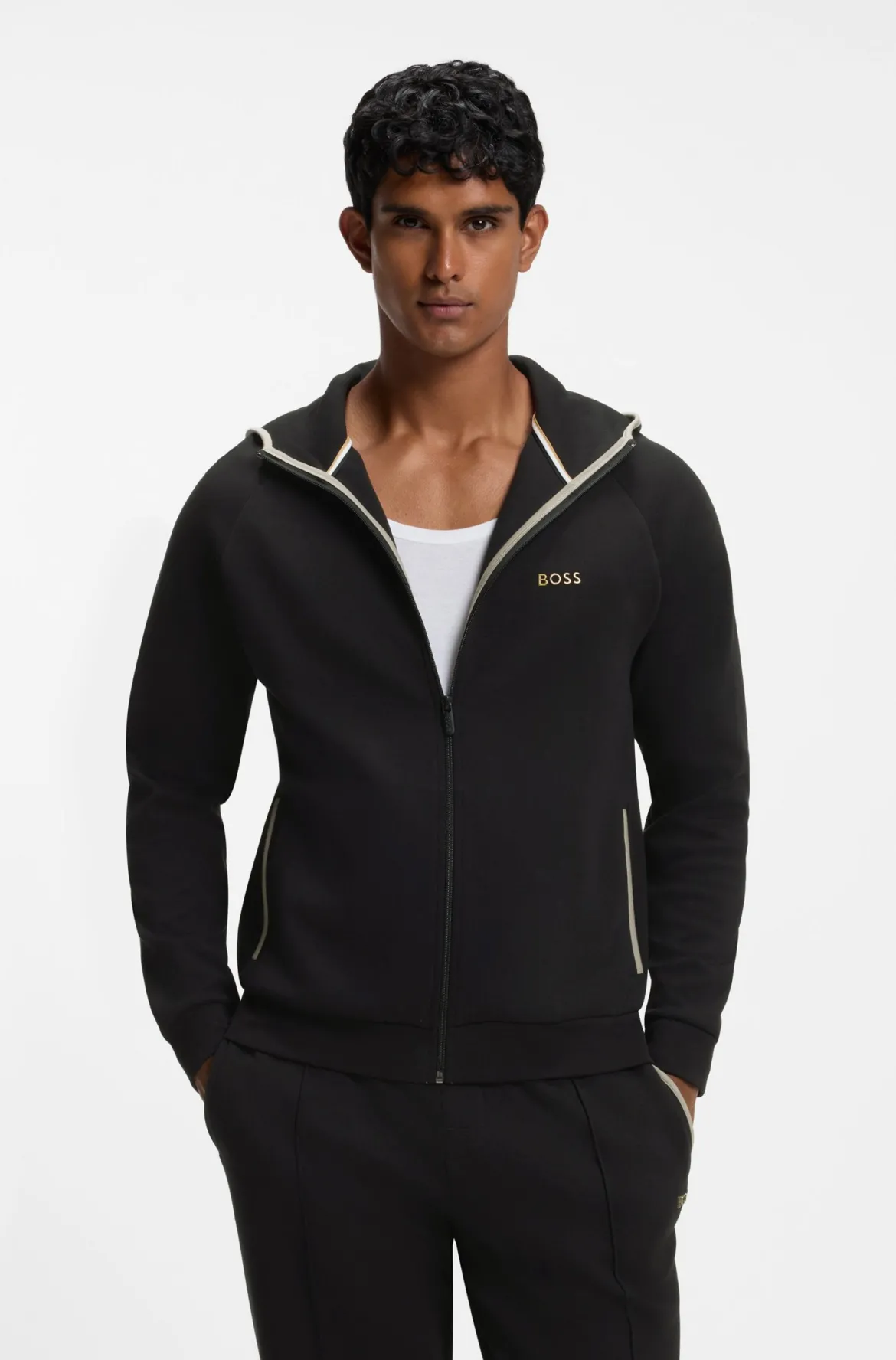 Hugo Boss miesten huppari Sense Hooded Jacket, musta