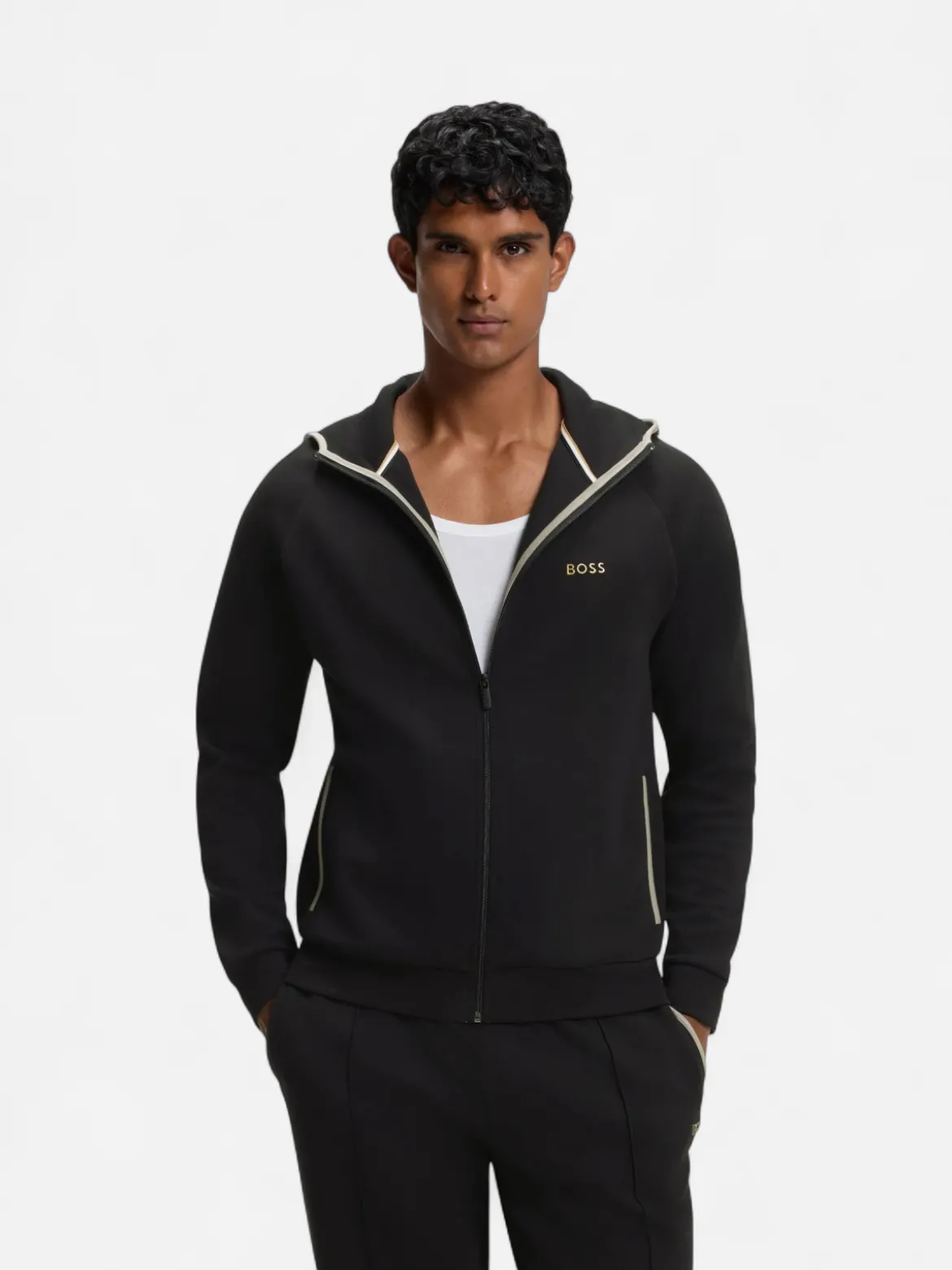 Hugo Boss miesten huppari Sense Hooded Jacket, musta