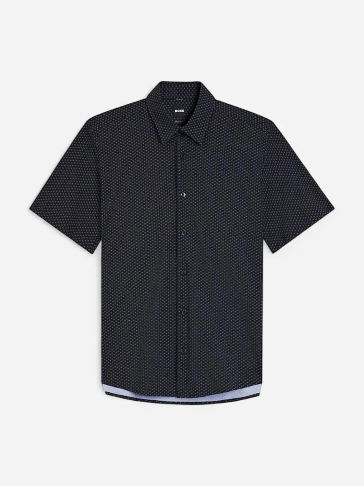 Hugo Boss miesten lyhythihainen kauluspaita P-Liam-K-SH-F-262 Performance Strech, sininen kuosi