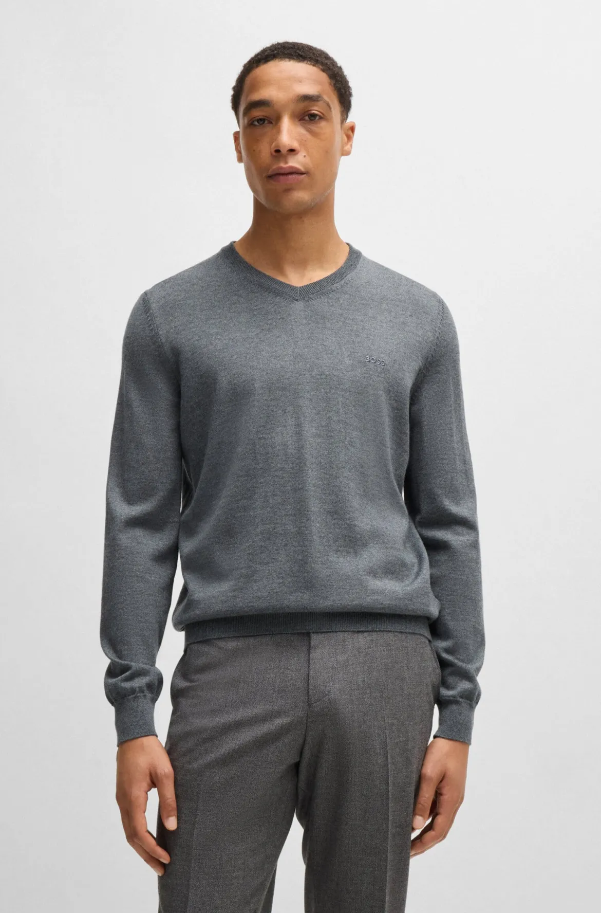 Hugo Boss miesten neule, BARAM-L V REG FIT Tummanharmaa