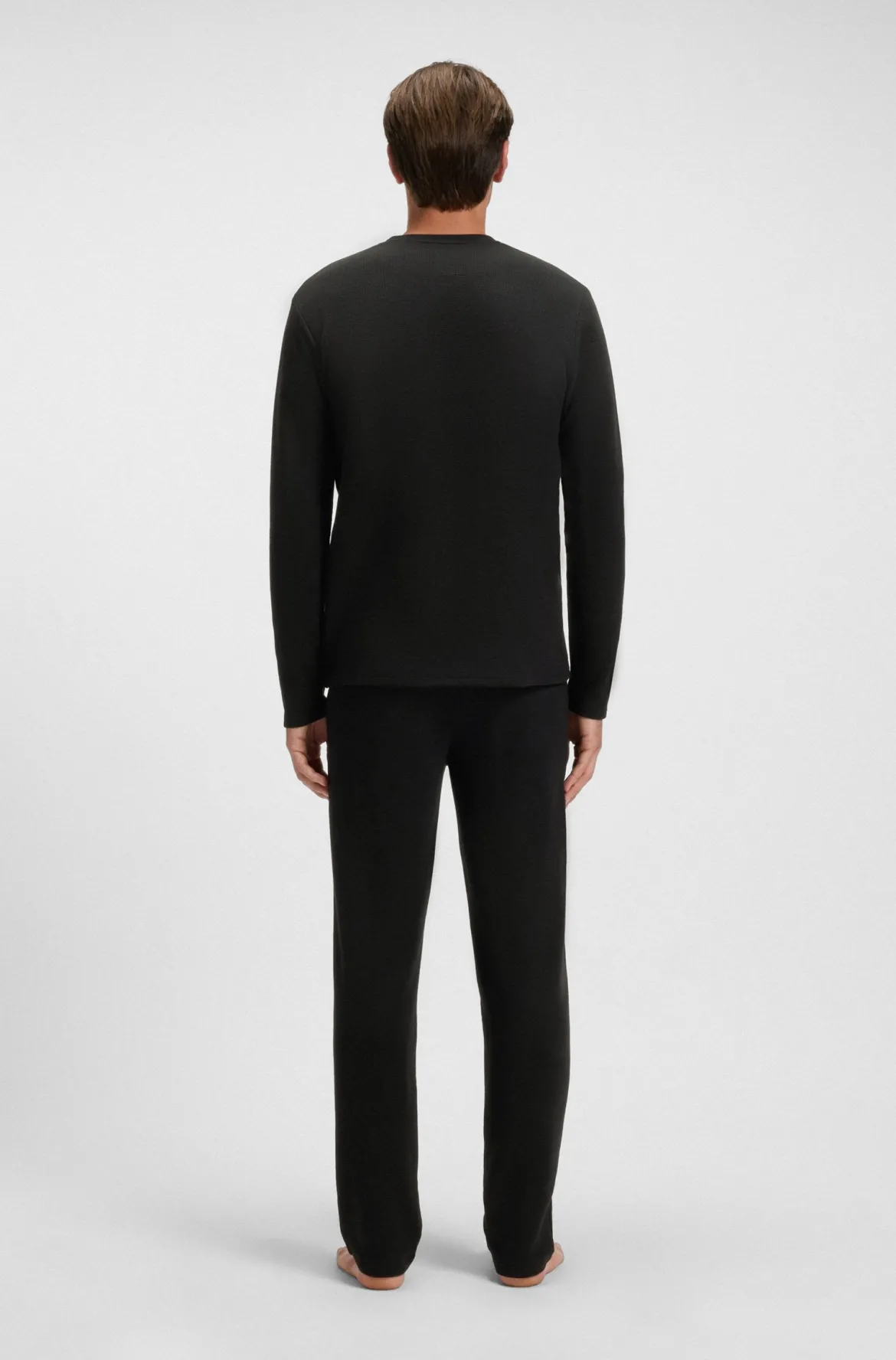 Hugo Boss miesten pyjamapaita WAFFLE LS SHIRT NOS, musta