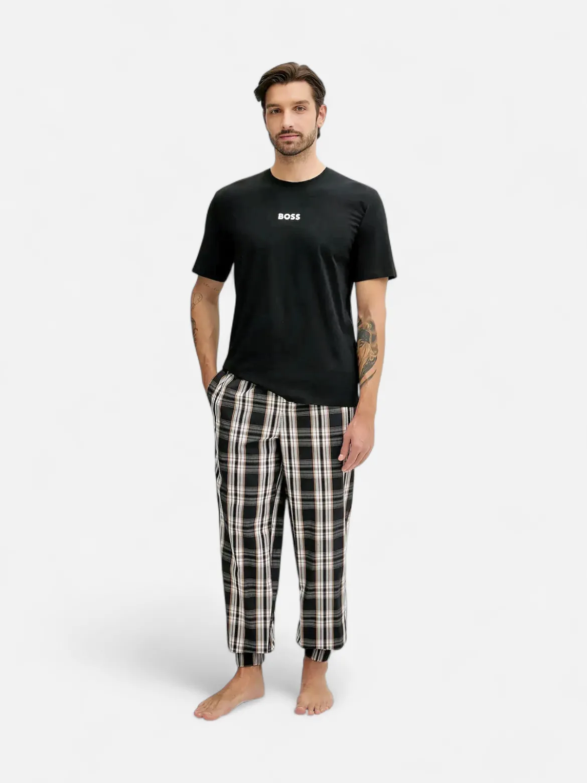 Hugo Boss Miesten Pyjamat ja yöasut Easy Long Set T-shirt musta
