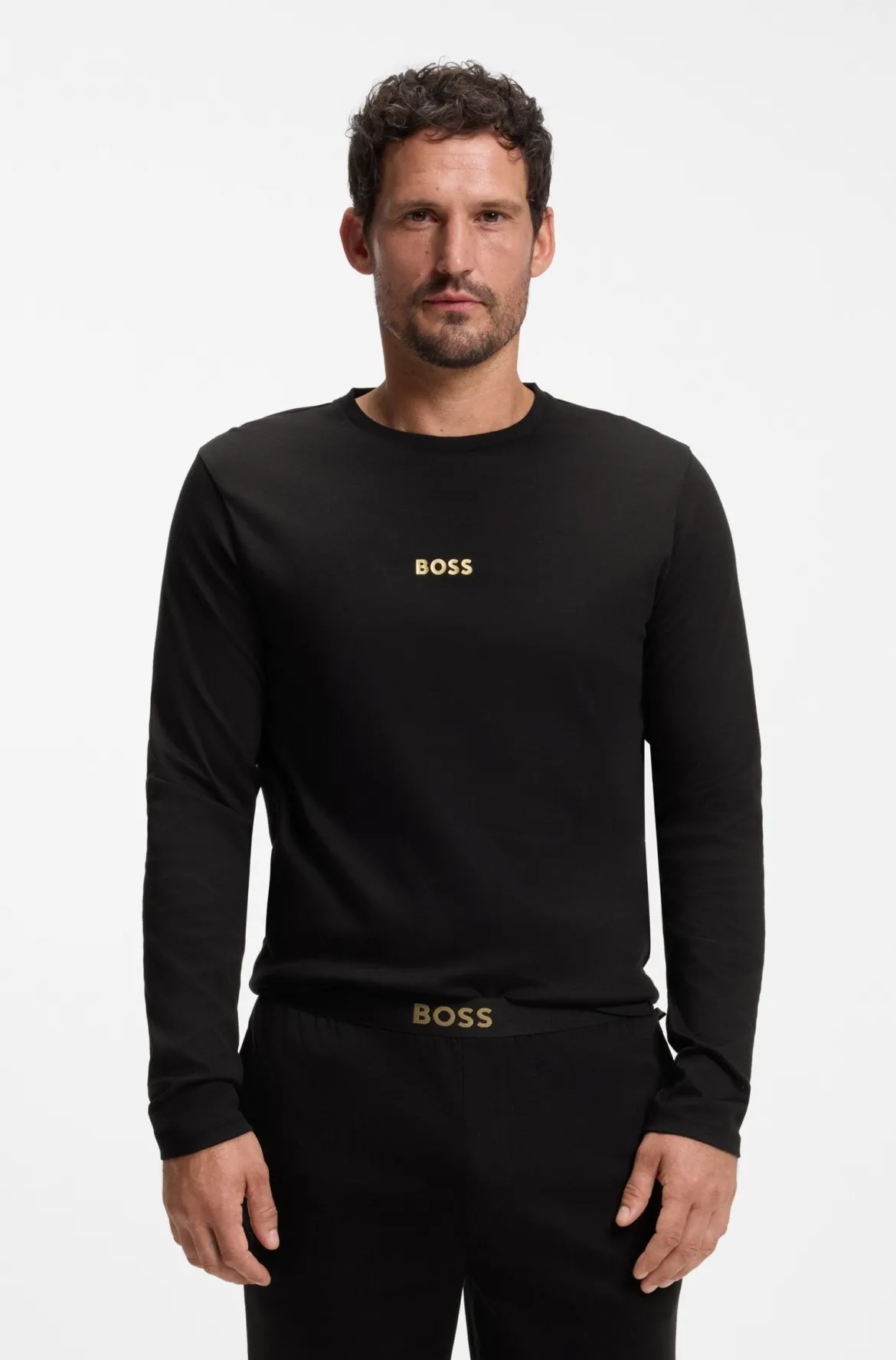 Hugo Boss miesten pyjama Xmas Long Set, musta