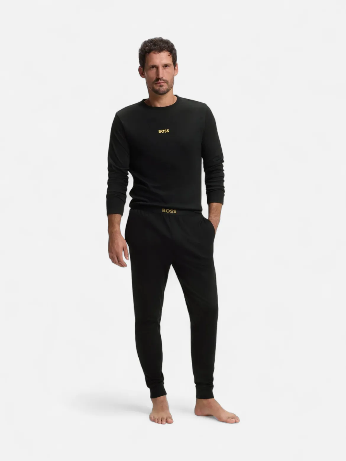 Hugo Boss miesten pyjama Xmas Long Set, musta