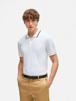 Hugo Boss Miesten Trikoo T-paita polokauluksella, PENROSE 38 NOS Valkoinen