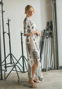 Isay mekko Ane Long Dress, ruskea kuosillinen