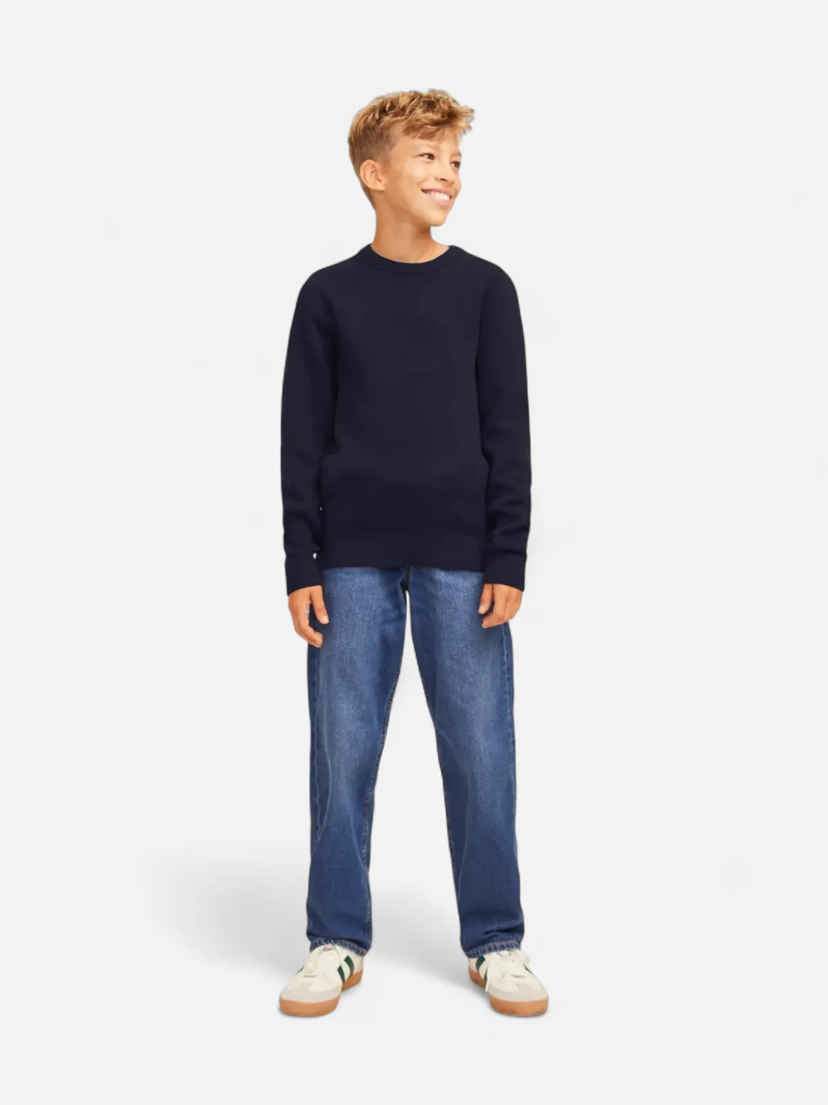Jack and Jones Junior lasten neulepusero Blamilano Stitch Knit, tummansininen