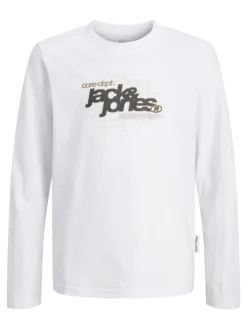 Jack and jones junior t-paita, JCOGRID BRANDING TEE LS CREW NECK JNR Valkoinen