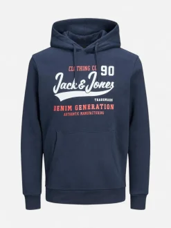 Jack and Jones Miesten Huppari, JJELOGO SWEAT HOOD Tummansininen