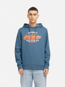 Jack and Jones Miesten Huppari, JJELOGO SWEAT HOODIE NOOS Oceanview