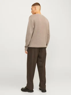 Jack and Jones miesten neulepusero Milano Stitch Crew Neck, Greige Melange