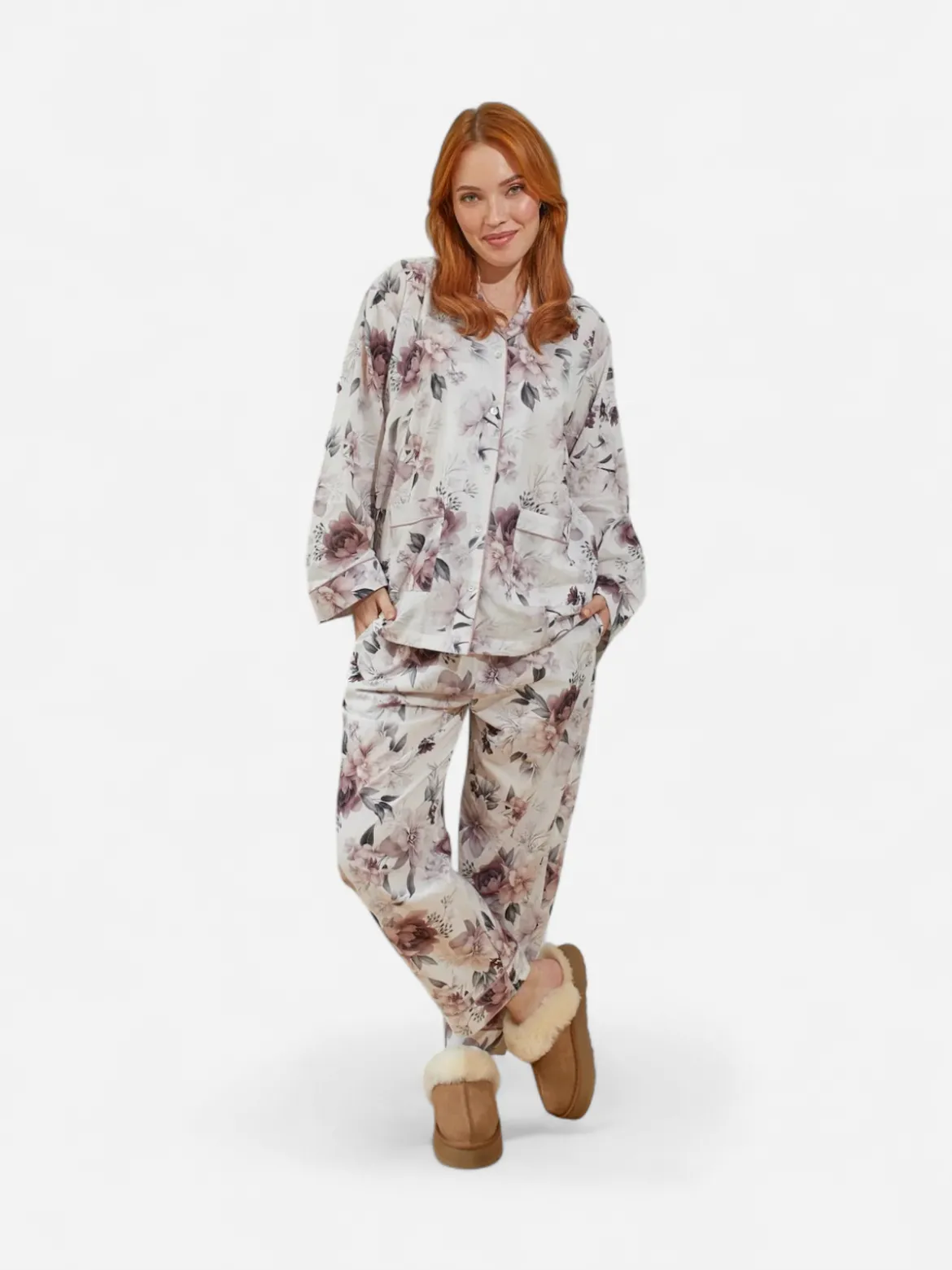 Klement naisten pyjama Bea Pyjama, valkopohjainen kuosi