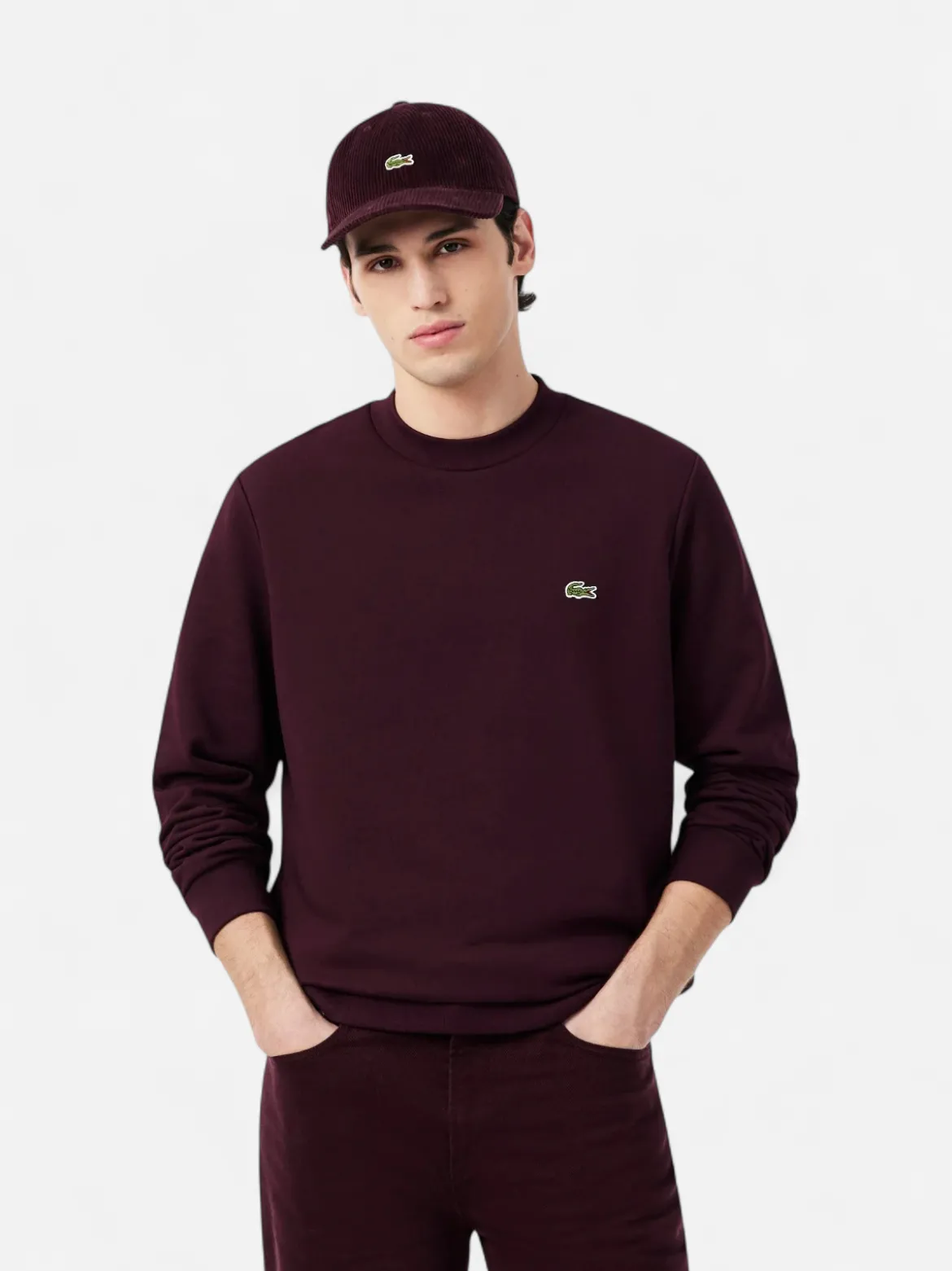 Lacoste miesten collegepaita Classic Fit Cotton Fleece Sweatshirt, tumma luumunpunainen