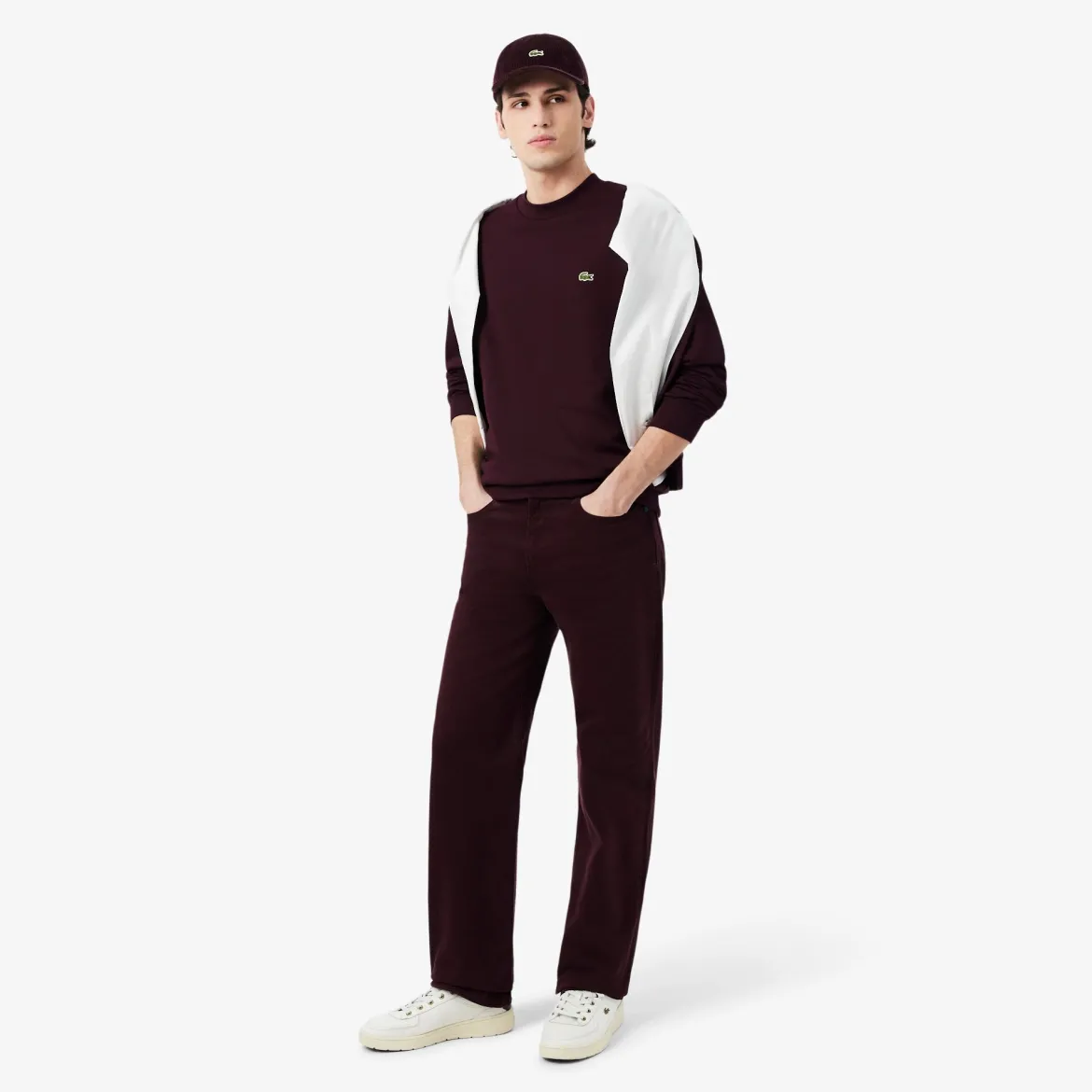 Lacoste miesten collegepaita Classic Fit Cotton Fleece Sweatshirt, tumma luumunpunainen