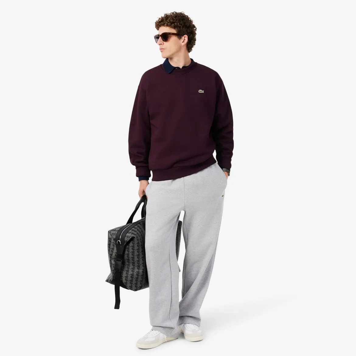 Lacoste miesten collegepaita Cotton Fleece Sweatshirt, viininpunainen
