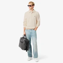 Lacoste miesten collegepaita Classic Fit Polo Collar Ribbed Sweater, luonnonvalkoinen