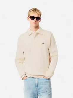 Lacoste miesten collegepaita Classic Fit Polo Collar Ribbed Sweater, luonnonvalkoinen