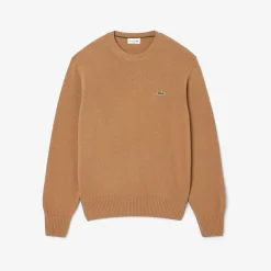 Lacoste miesten neulepusero K MONOCHROME CARDED WOOL NECK SWEATER, kameli
