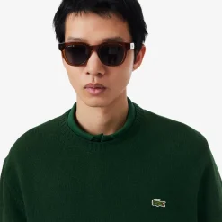 Lacoste miesten neulepusero Monochrome Wool Crew Neck Sweater, tummanvihreä