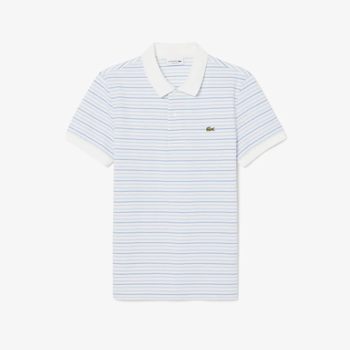 Lacoste miesten pikeepaita Striped Mini Piqué Polo, raidallinen valkoinen