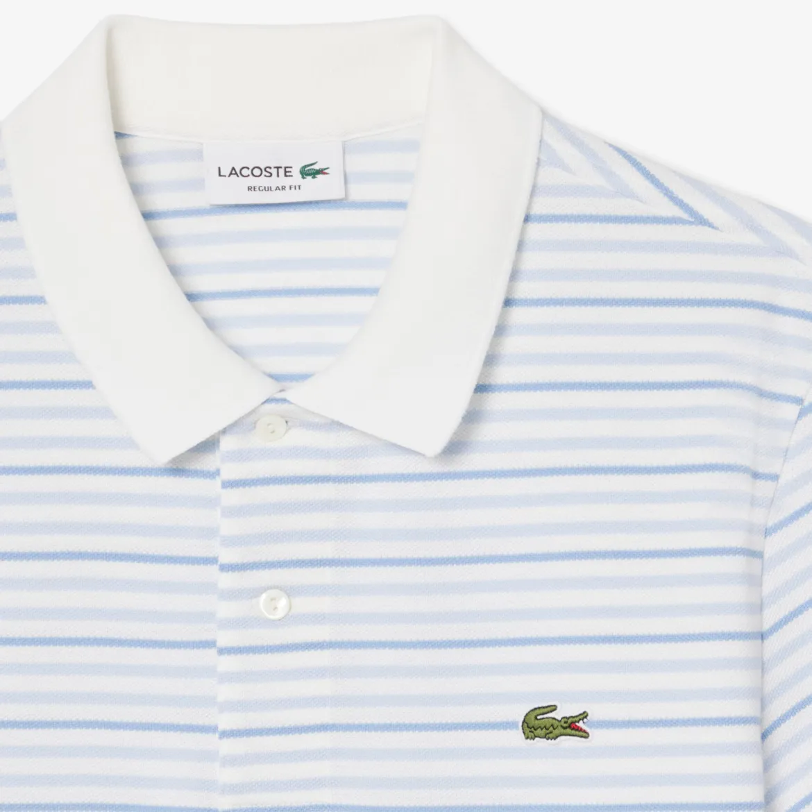 Lacoste miesten pikeepaita Striped Mini Piqué Polo, raidallinen valkoinen