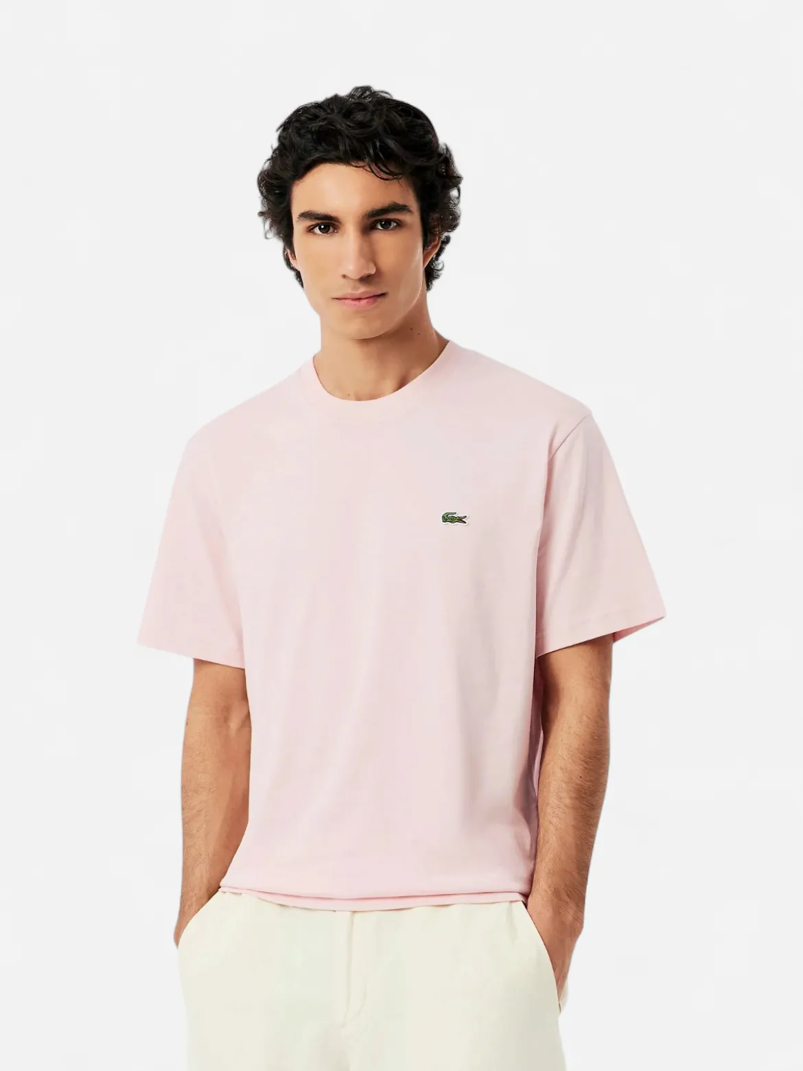 Lacoste miesten t-paita Mid Weight Cotton Jersey T-shirt, vaaleanpunainen