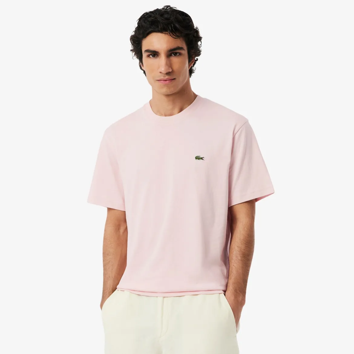 Lacoste miesten t-paita Mid Weight Cotton Jersey T-shirt, vaaleanpunainen