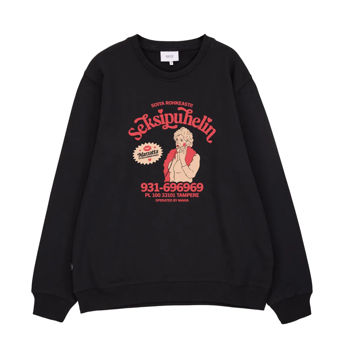 Makia collegepaita Kummeli Seksipuhelin Sweatshirt, musta