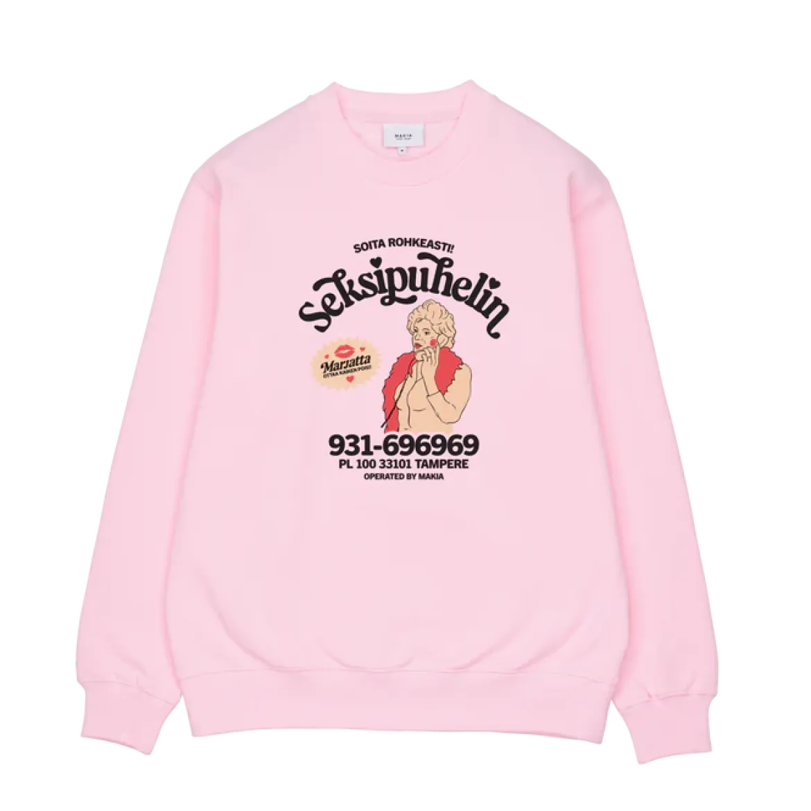 Makia collegepaita Seksipuhelin Sweatshirt, vaaleanpunainen