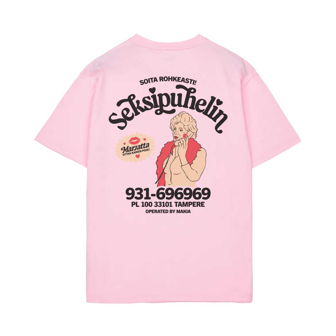 Makia Kummeli Seksipuhelin T-shirt, vaaleanpunainen