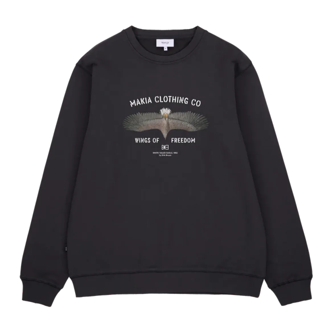 Makia miesten collegepaita Eagle Sweatshirt, hiilenmusta