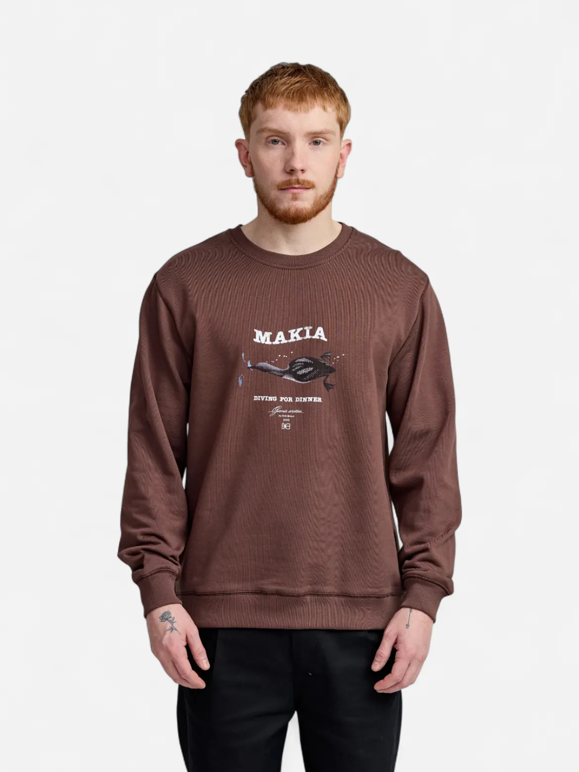 Makia miesten collegepaita Loon Sweatshirt, tummanruskea