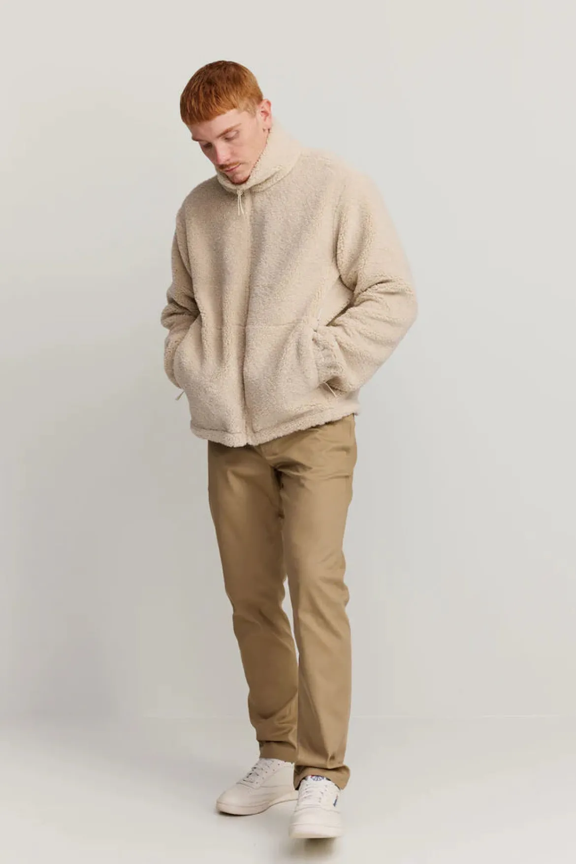 Makia miesten fleece, Lodge Zip Fleece Luonnonvalkoinen