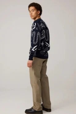 Makia miesten neulepusero Beam Knit, tummansininen