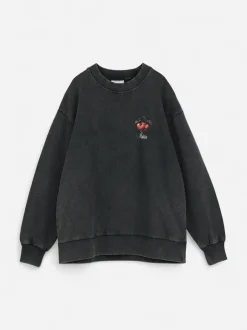 Makia naisten collegepaita Cherryheart Sweatshirt, tummanharmaa