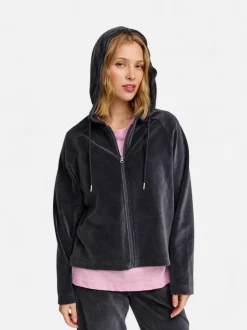 Makia naisten huppari Anne Zip Hoodie, tummanharmaa