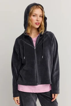 Makia naisten huppari Anne Zip Hoodie, tummanharmaa