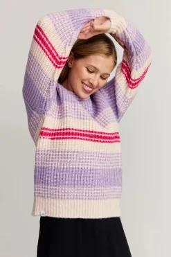 Makia naisten neulepusero MABEL KNIT, monivärinen raita