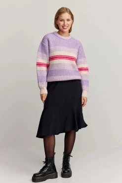 Makia naisten neulepusero MABEL KNIT, monivärinen raita