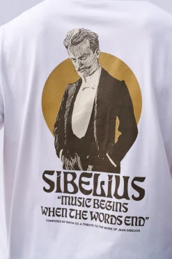 Makia x Sibelius miesten T-paita Sibelius Music, valkoinen
