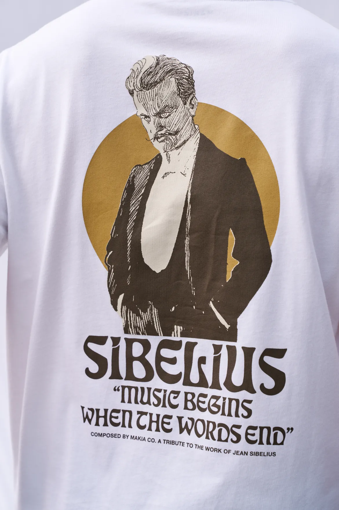 Makia x Sibelius miesten T-paita Sibelius Music, valkoinen