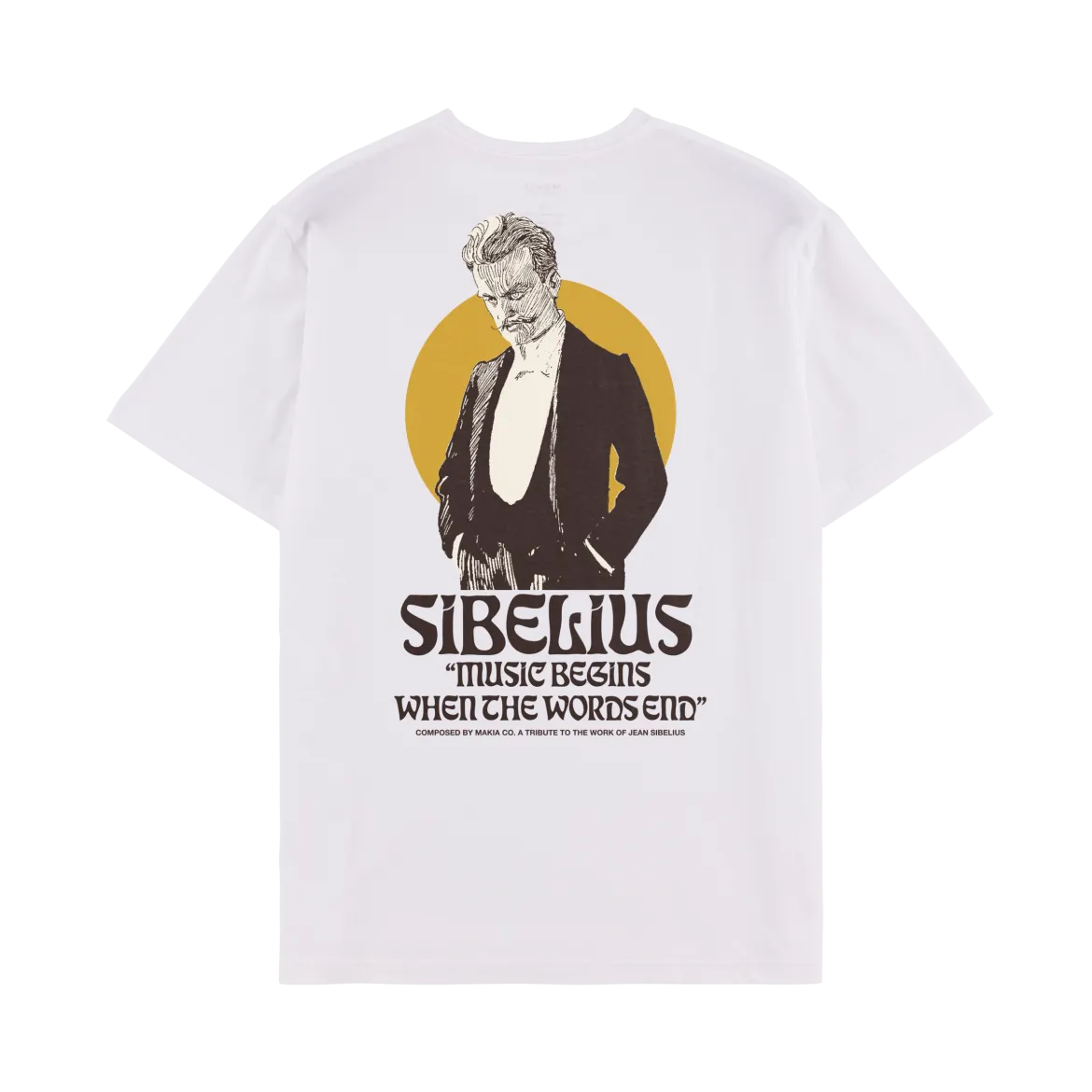 Makia x Sibelius miesten T-paita Sibelius Music, valkoinen